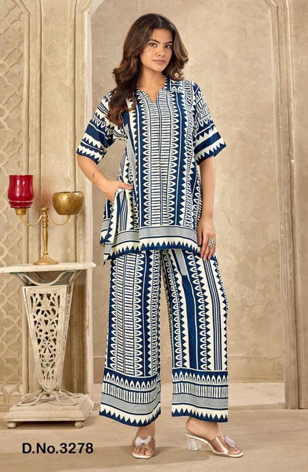 Ladies Flavour 3278 and 3279 Rayon Discharge Printed Co Ord Set Wholesale In India